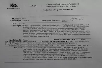 IVAÍ TERÁ MAIS TRÊS CAMINHÕES E UMA MAQUINA