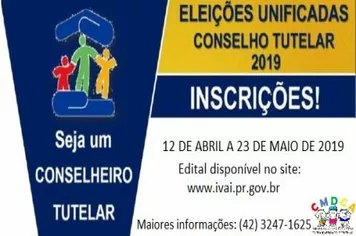INSCRIÇÕES PARA ELEIÇÃO UNIFICADA DO CONSELHO TUTELAR DE IVAÍ