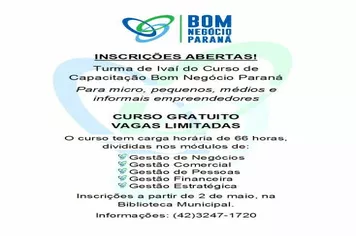 Abertas as inscrições para o Programa Bom Negócio Paraná
